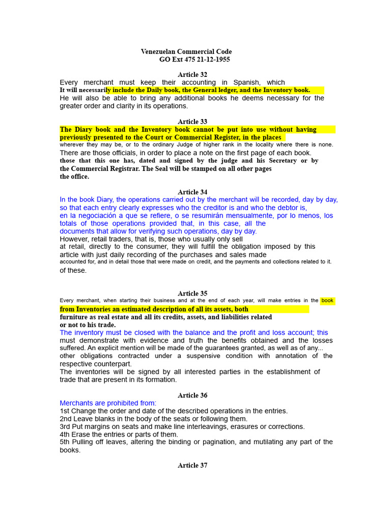 Venezuelan Commercial Code Overview | PDF | Taxes | Economies