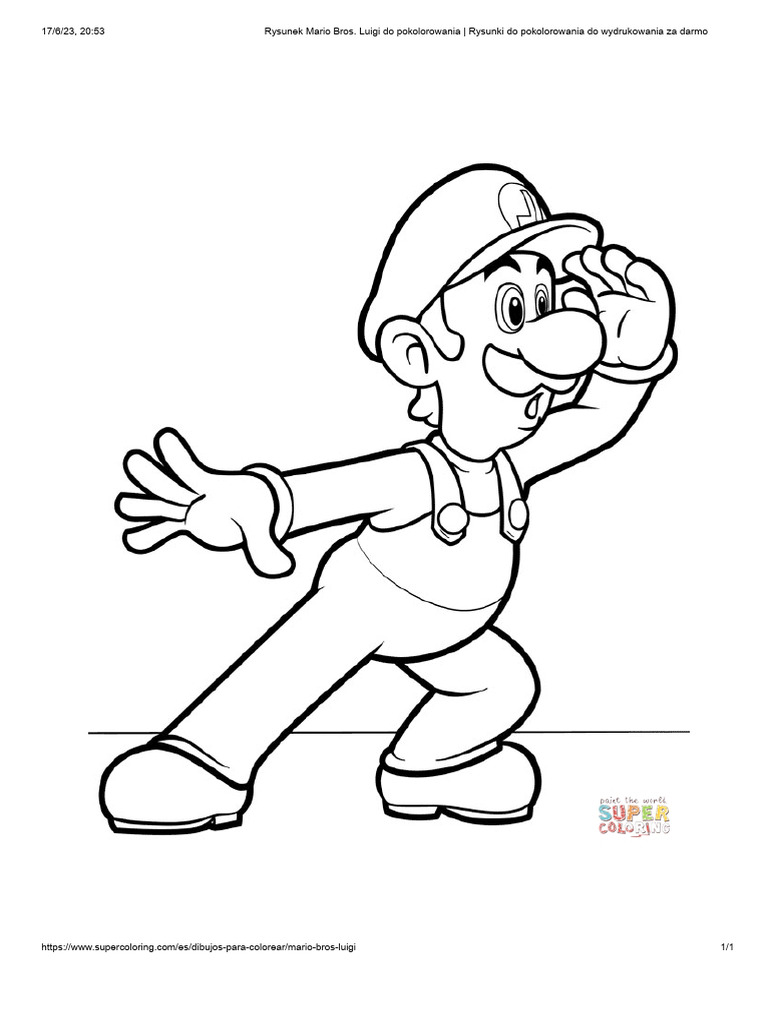Rysunek Mario Bros. Luigi Do Pokolorowania - Rysunki Do Kolorowania Do ...