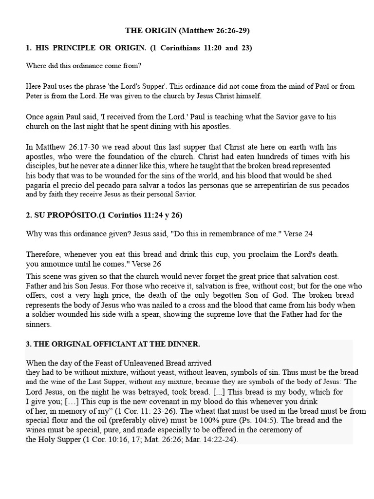 The Divine Origin of the Lord's Supper | PDF | Jesus | Eucharist