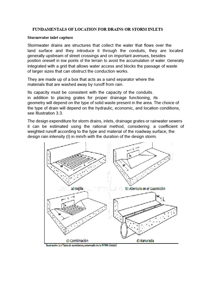 Fundamentals of Location of Drains or Storm Inlets | PDF | Storm Drain ...