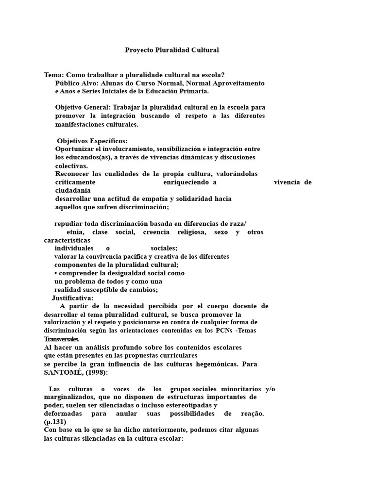 Fomentando la Pluralidad Cultural Escolar | PDF | Discriminación | Escuelas