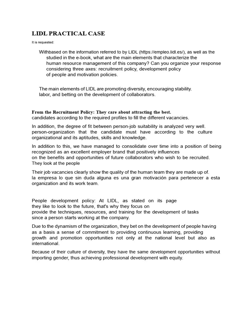Lidl Practical Case | PDF | Recruitment | Employment