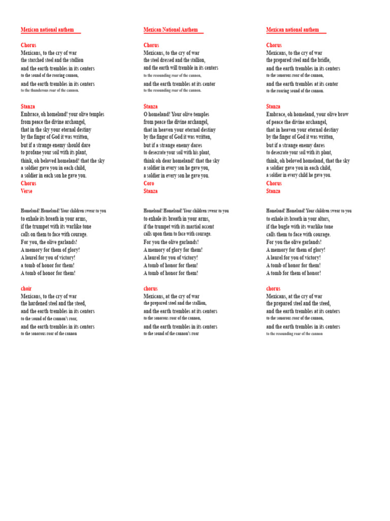 Mexican National Anthem Lyrics | PDF