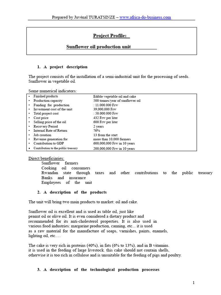 3profile Sunflower Project | PDF | Vegetable Oil | Oil