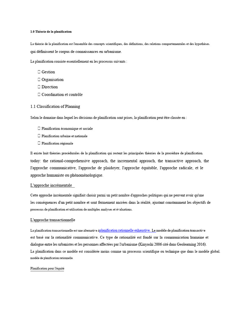 Théories de la planification urbaine | PDF | Renouvellement urbain ...