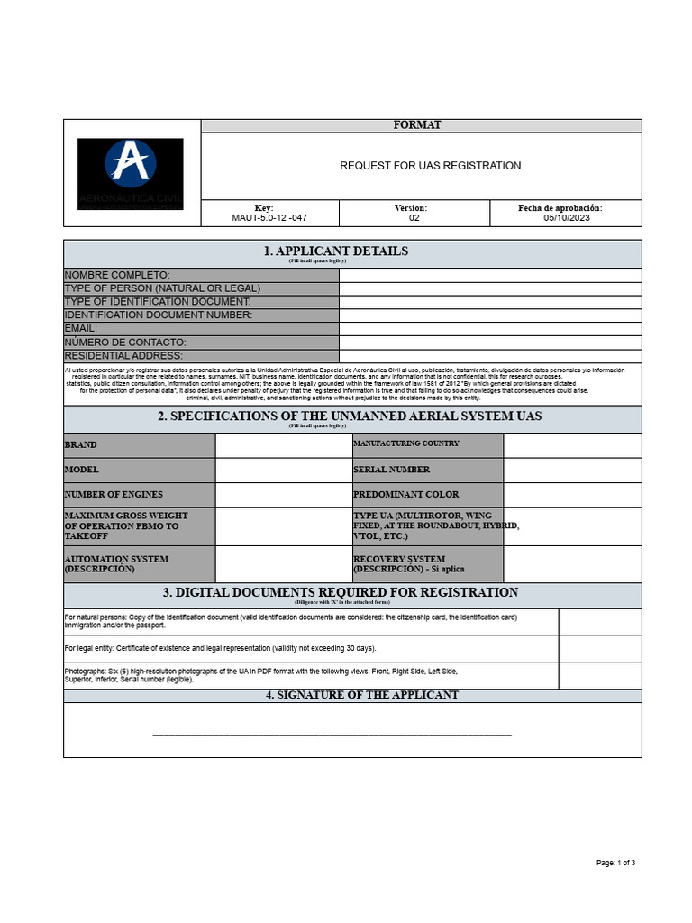 UAS Registration Request Form Guide | PDF | Identity Document ...