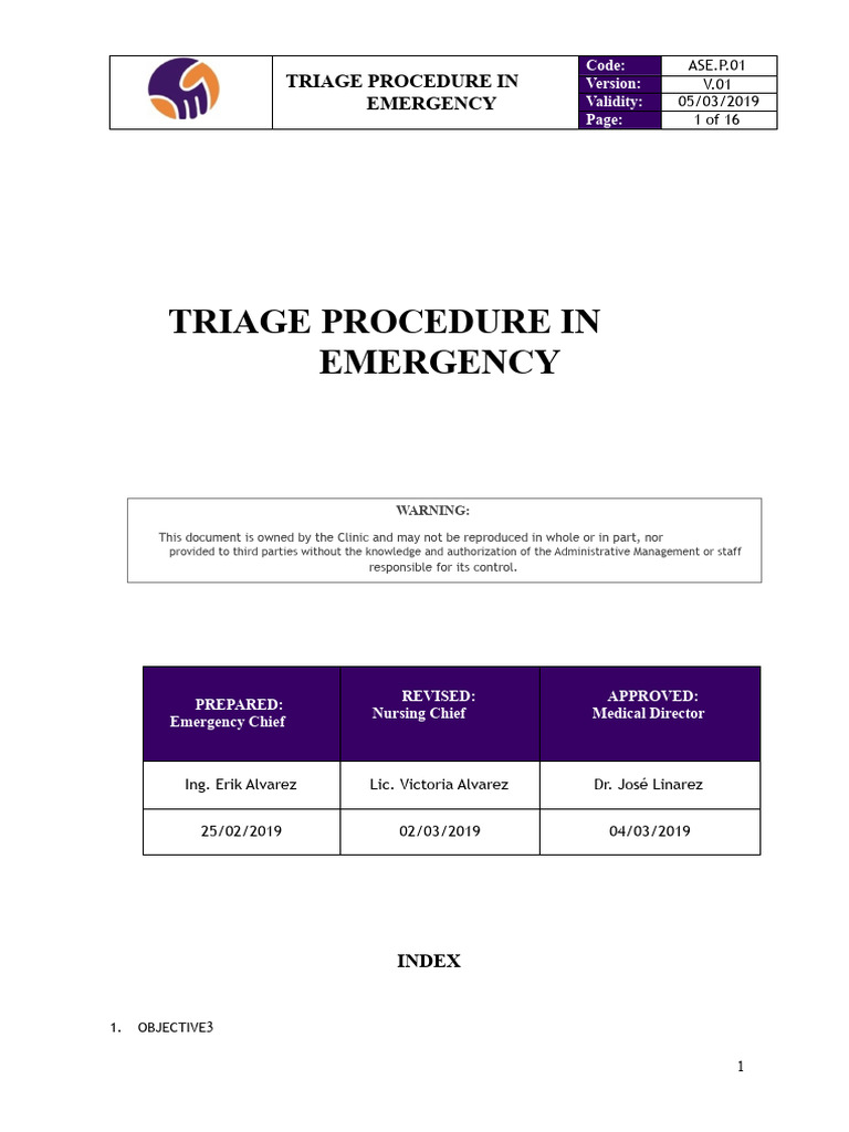 Ase.p.01 Emergency Triage Procedure | PDF | Emergency | Paramedic
