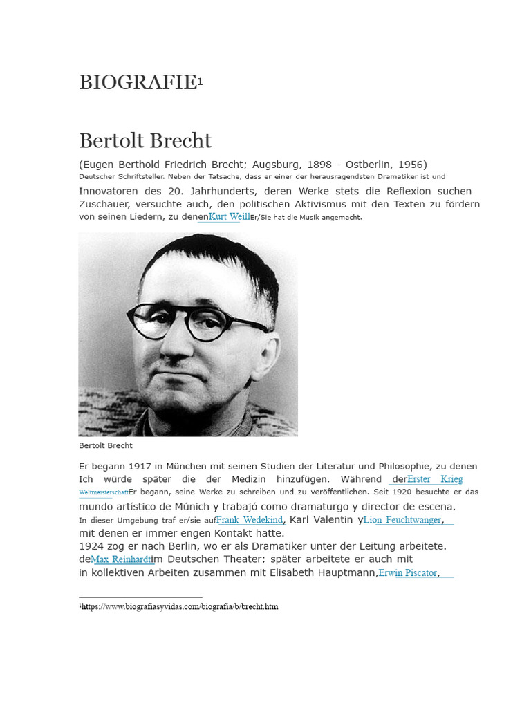 BIOGRAPHIE Bertolt Brecht | PDF