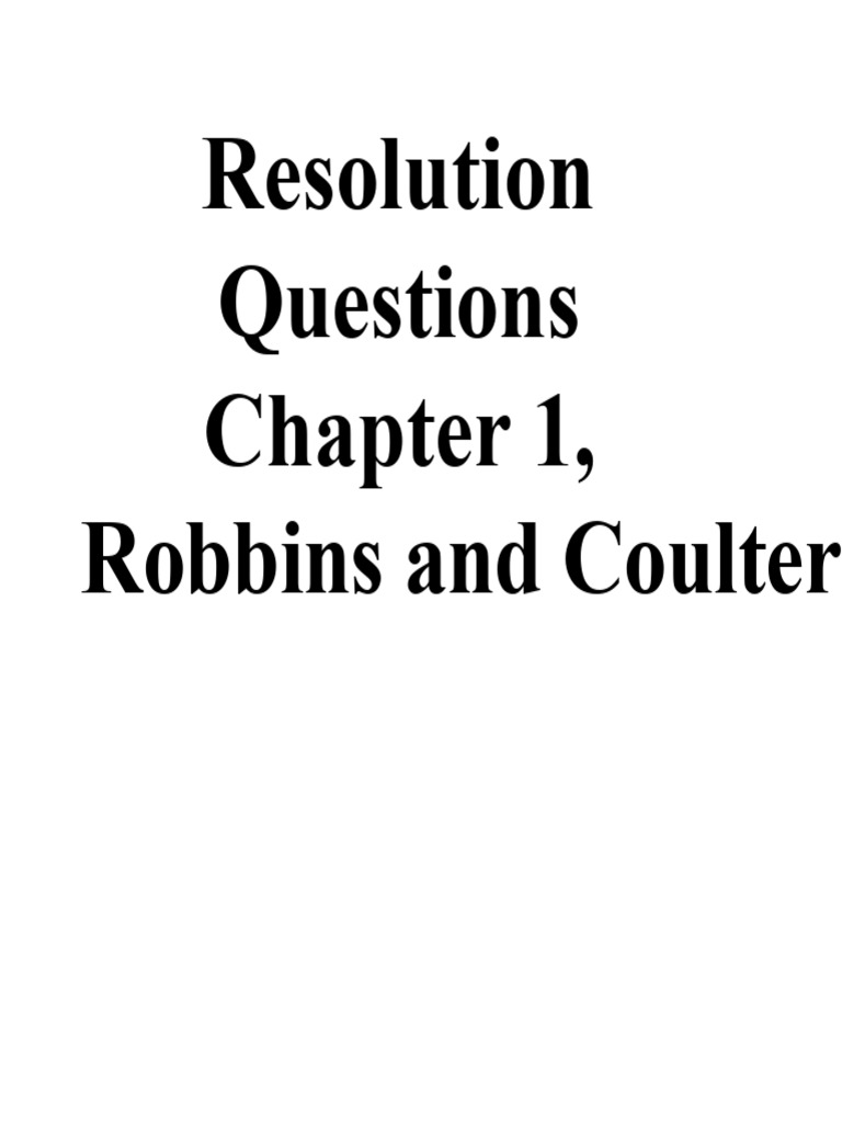 Resolution of Questions Chapter 1, Robbins and Coulter | PDF | Goal ...