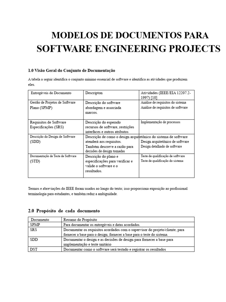 Modelos de Documentos em Projetos de Software | PDF | Testes de ...