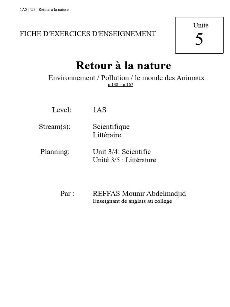 Retour à la nature : Environnement et Pollution | PDF