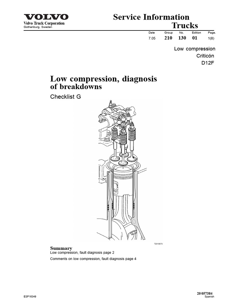 Low Compression Fault Diagnosis Checklist | PDF | Engines | Internal ...
