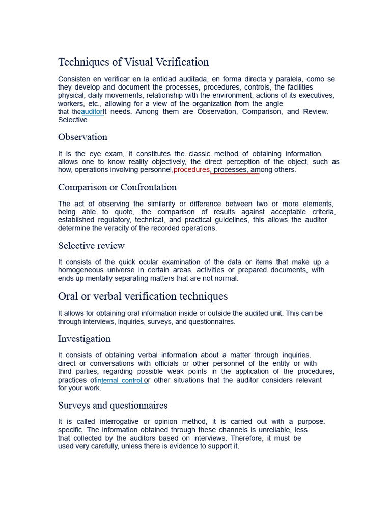 Visual Verification Techniques in Auditing | PDF | Audit | Verification ...