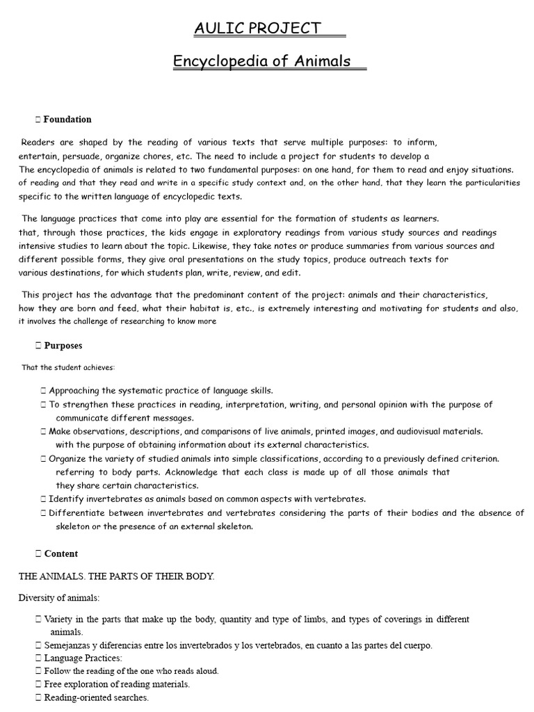 Engaging Animal Encyclopedia Project | PDF | Information | Encyclopedias