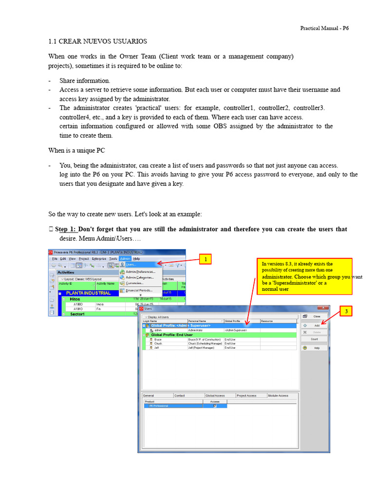 Creating Users in P6: A Practical Guide | PDF | User (Computing ...