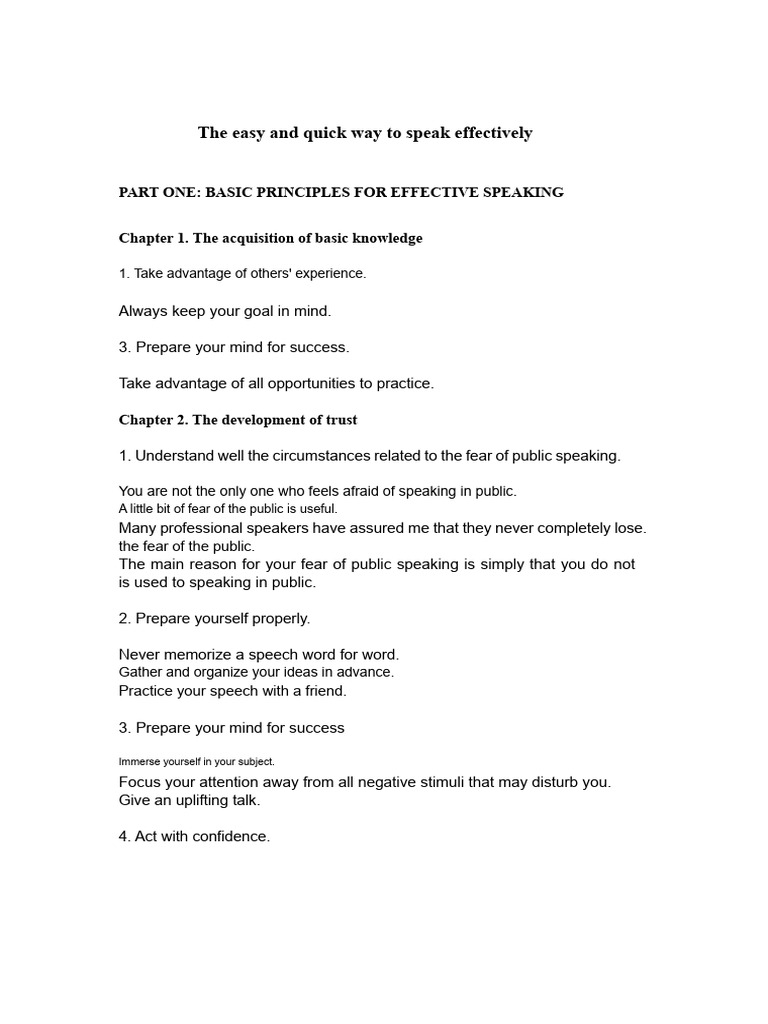 The Path To Speak Effectively - Summary | PDF | Public Speaking ...