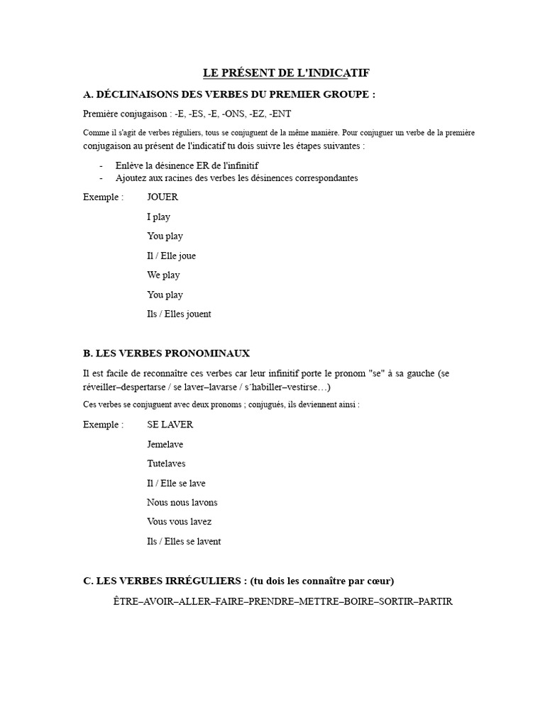 Conjugaison des verbes en français | PDF | Verbe | Conjugaison