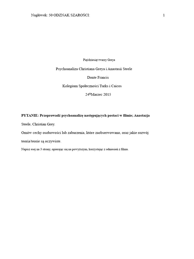 50 Twarzy Greya Psychoanaliza | PDF