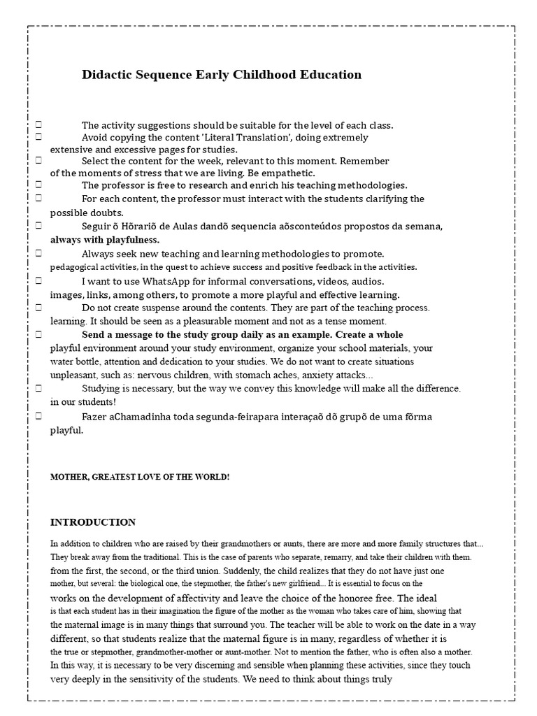 Didactic Sequence for Mother's Day Activities | PDF | Mother | Early ...