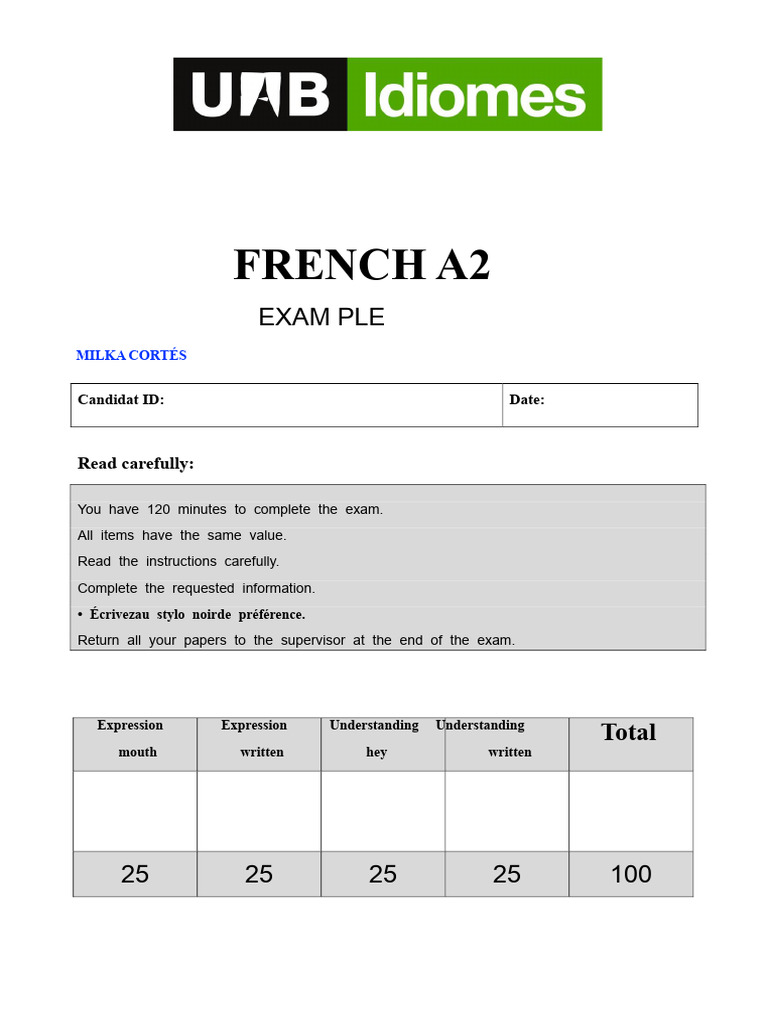 Delf A2, Milka Example | PDF | Mummy