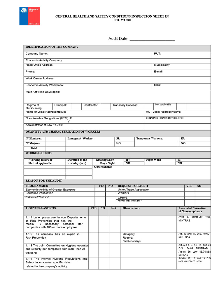 Health and Safety Inspection Checklist | PDF | Occupational Safety And ...