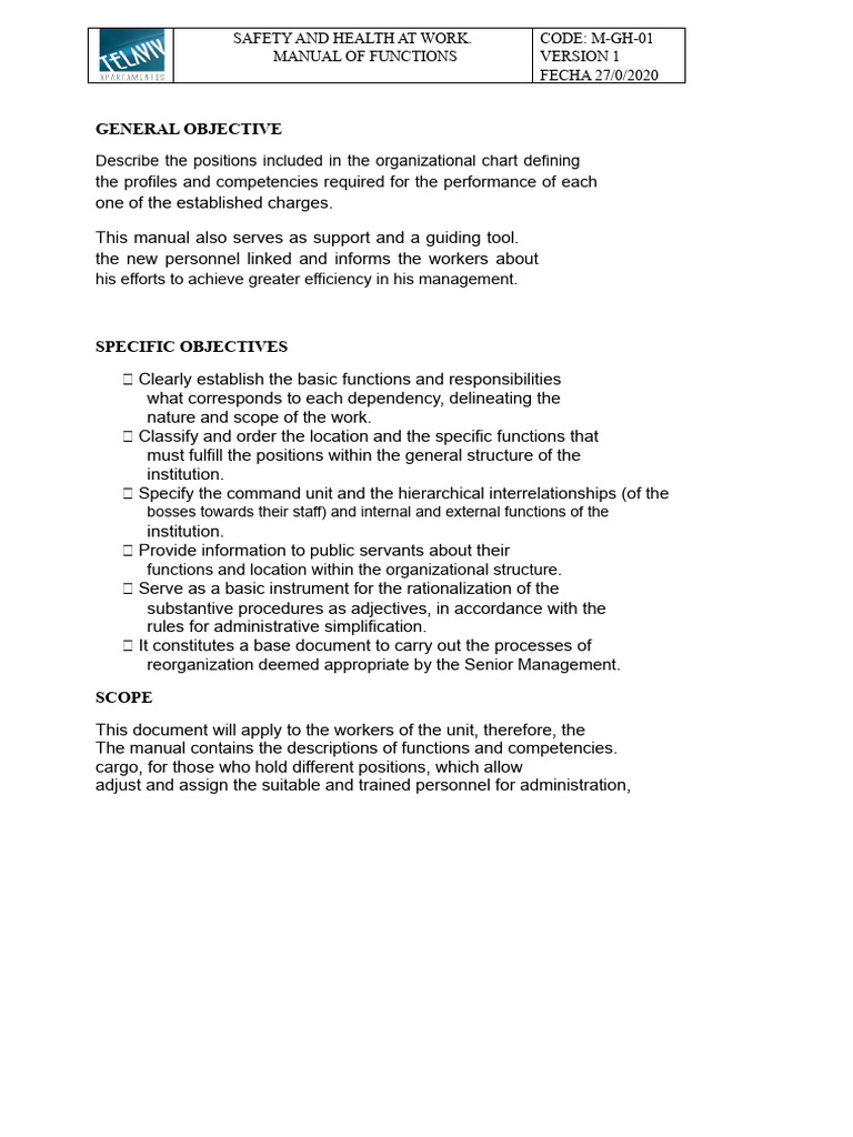 Manual of Functions For The Occupational Safety and Health System | PDF ...