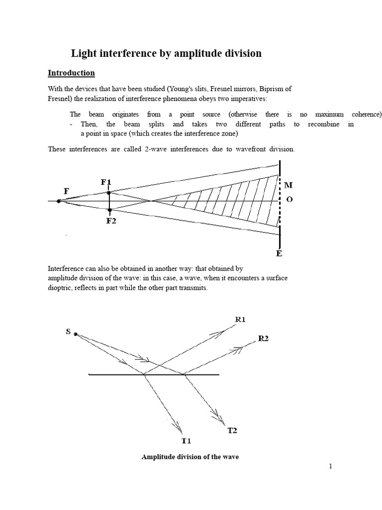Amplitude Division Interference | PDF | Waves | Reflection (Physics)