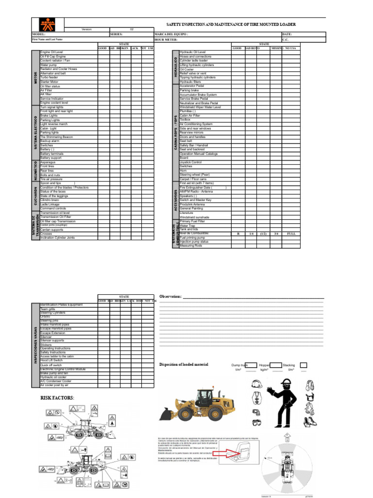 Front Loader Checklist | PDF | Truck | Vehicles