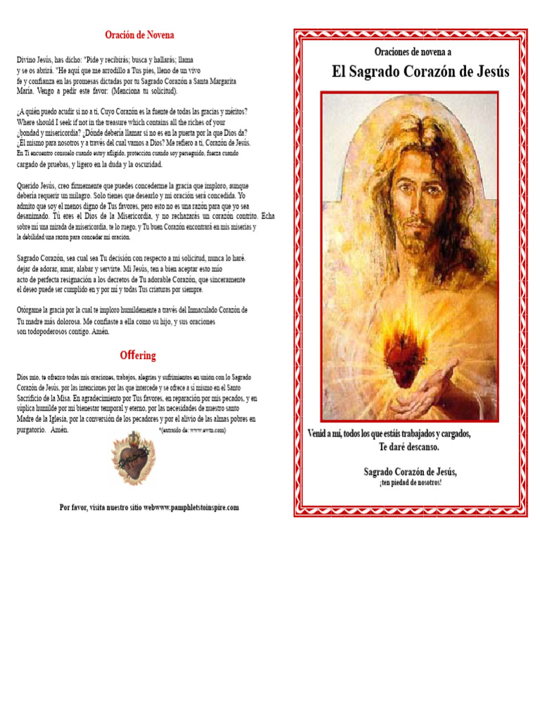 Novena al Sagrado Corazón de Jesús | PDF | Oración | María, madre de Jesús