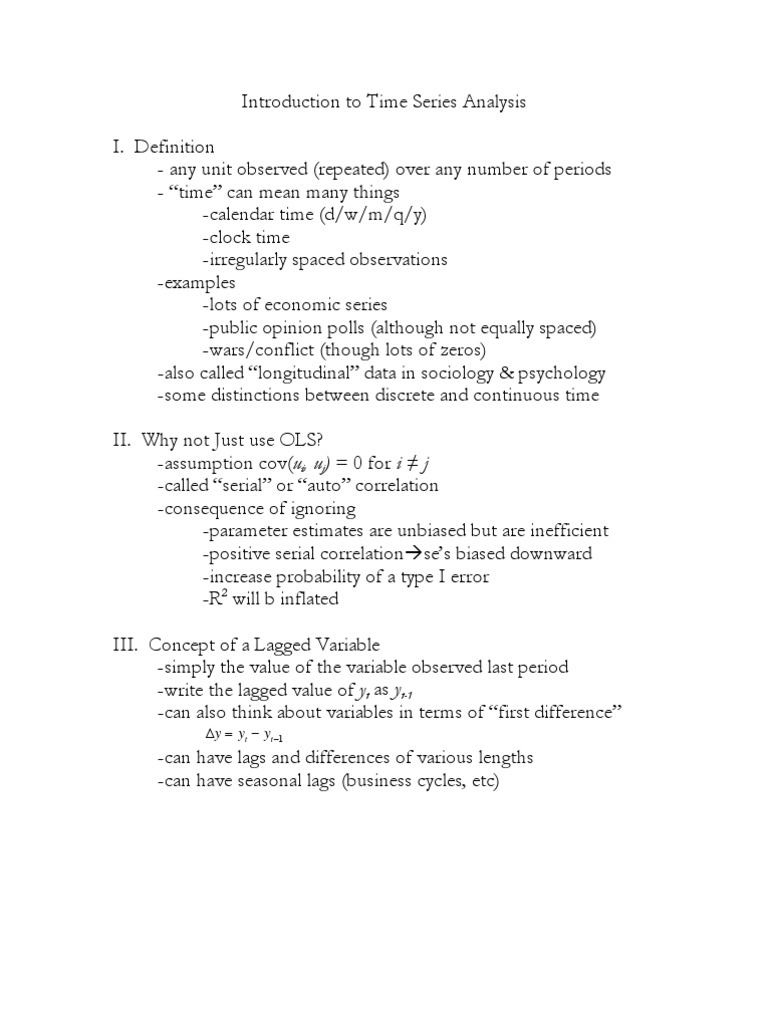 Introduction To Time Series Analysis Autocorrelation Errors