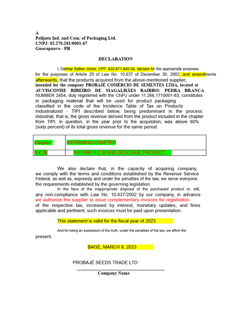 Model Letter Ipi | PDF
