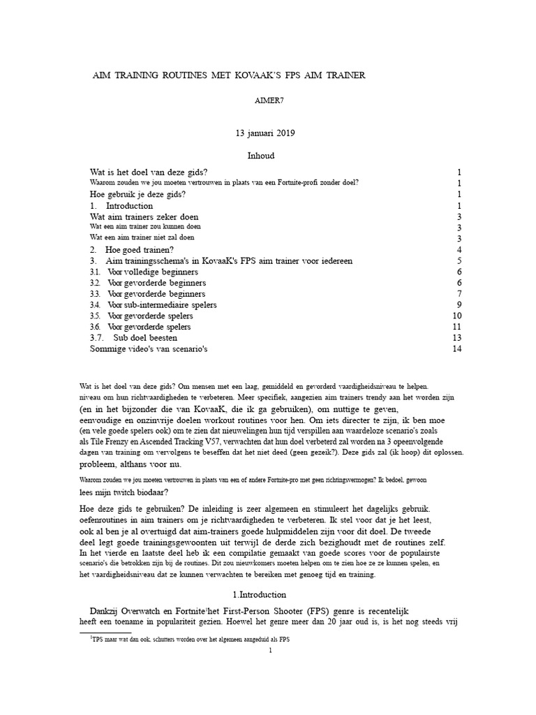 KovaaK Richtlijnen Voor Aim Training PDF | PDF