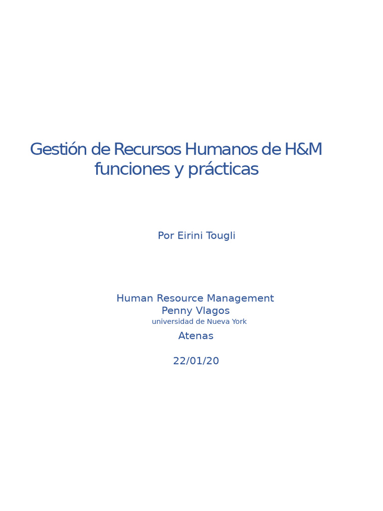 Gestión de Recursos Humanos Sobre H&M | PDF | Gestión de recursos ...