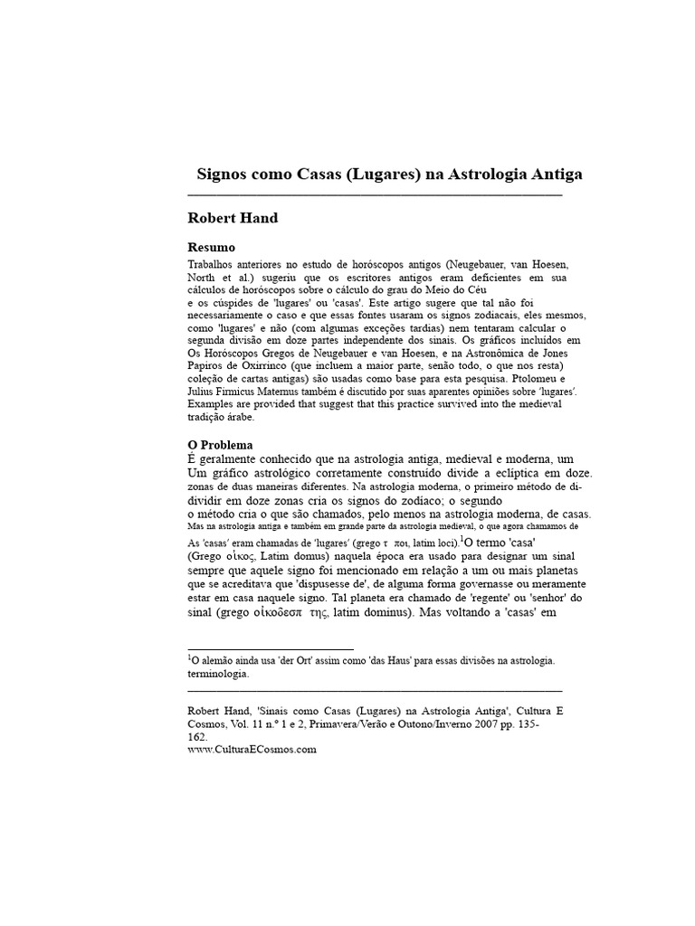 Signos como Lugares na Astrologia Antiga | PDF | Astrologia | Signo do ...
