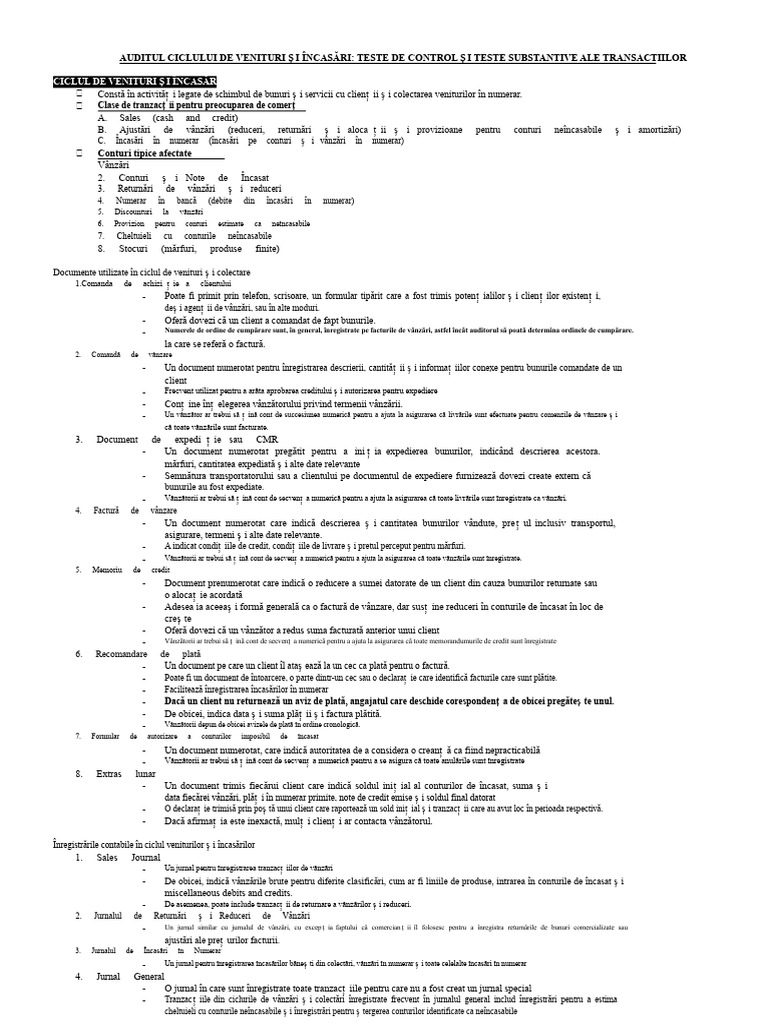 Audit Al Ciclului de Venituri Și Colectare | PDF