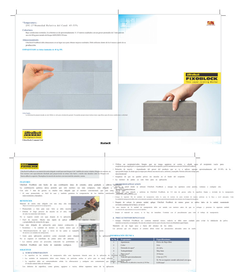 Mortero UltraTech FixoBlock: Aplicación y Beneficios | PDF | Mortero ...