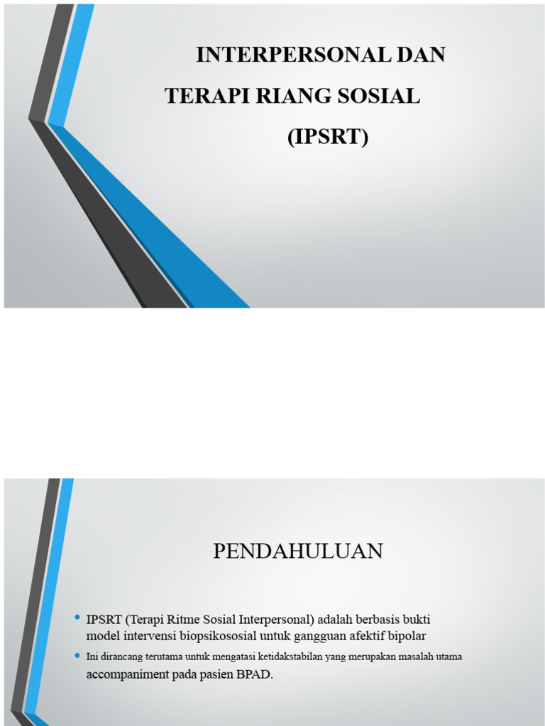 Terapi Ritme Interpersonal Dan Sosial (Ipsrt) | PDF