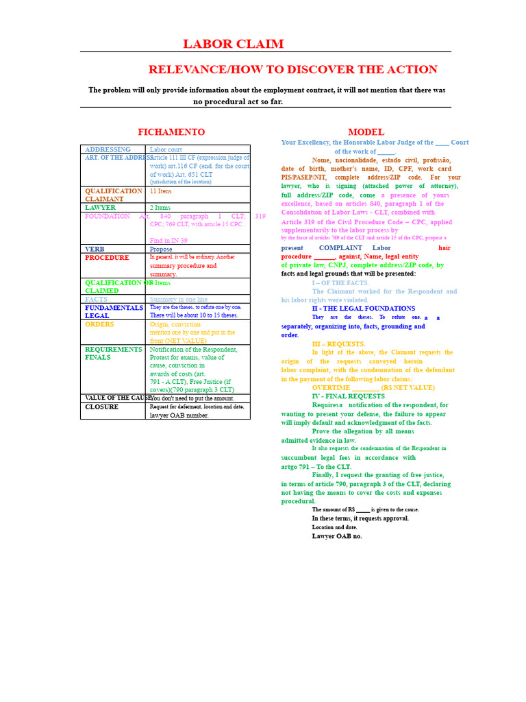 Summary 01 - Labor Complaint | PDF | Complaint | Lawyer