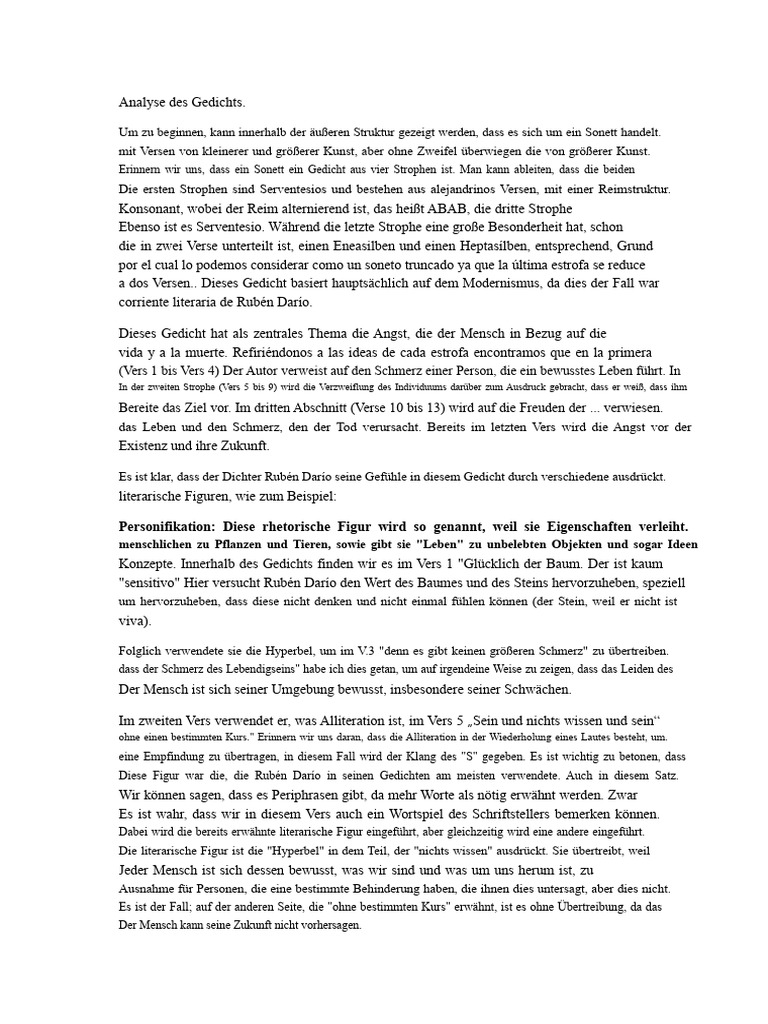 Analyse Des Gedichts Lo Fatal | PDF