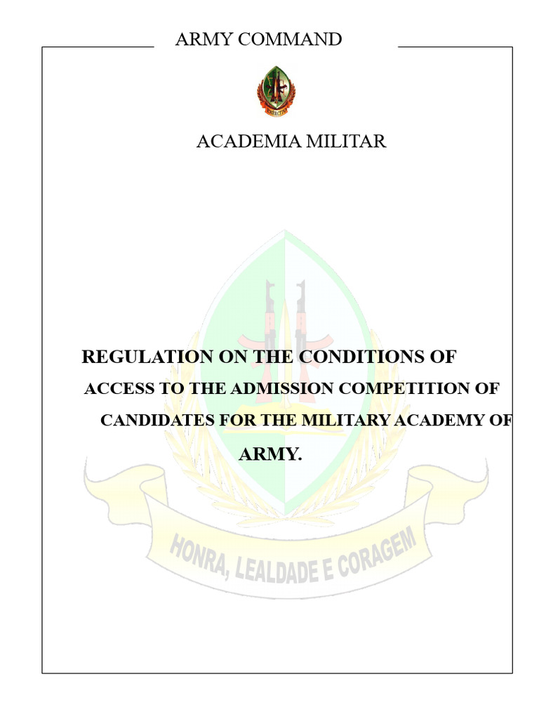 Army Military Academy Admission Regulations PDF University And