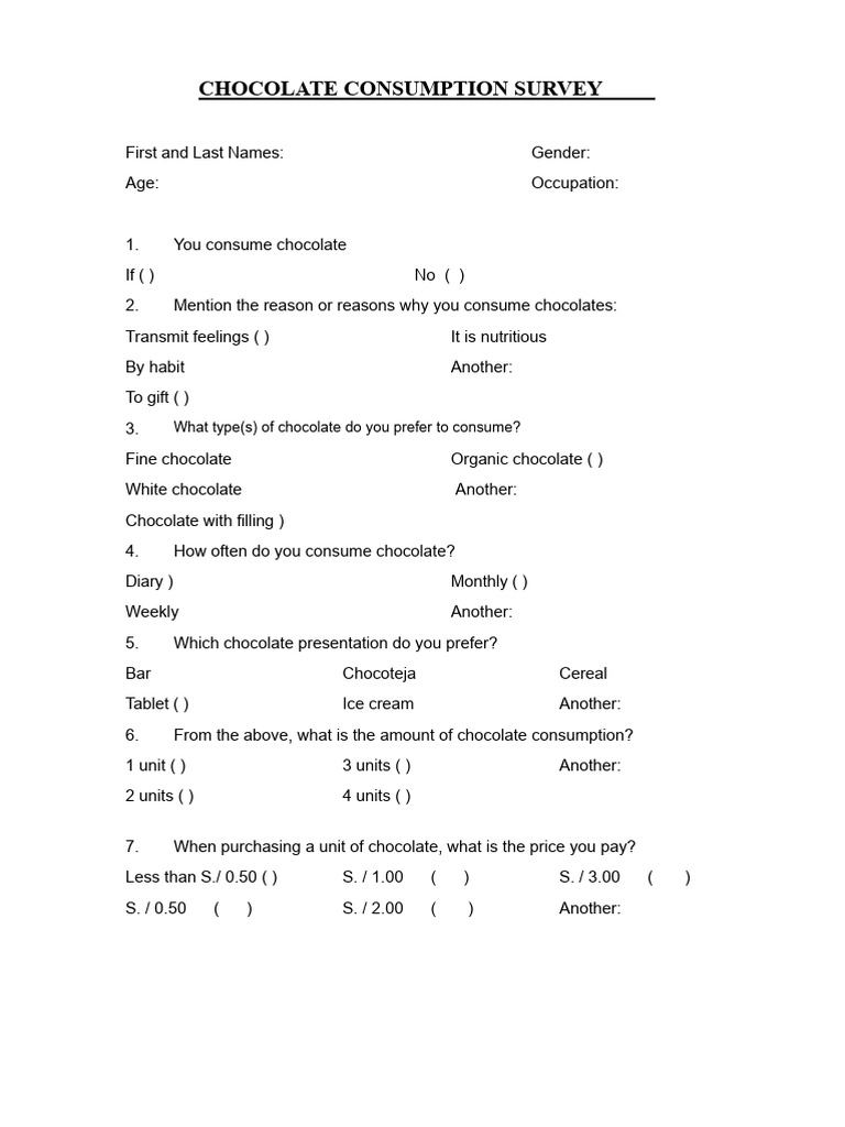 View of Chocolate Consumption Survey | PDF | Chocolate | Candy