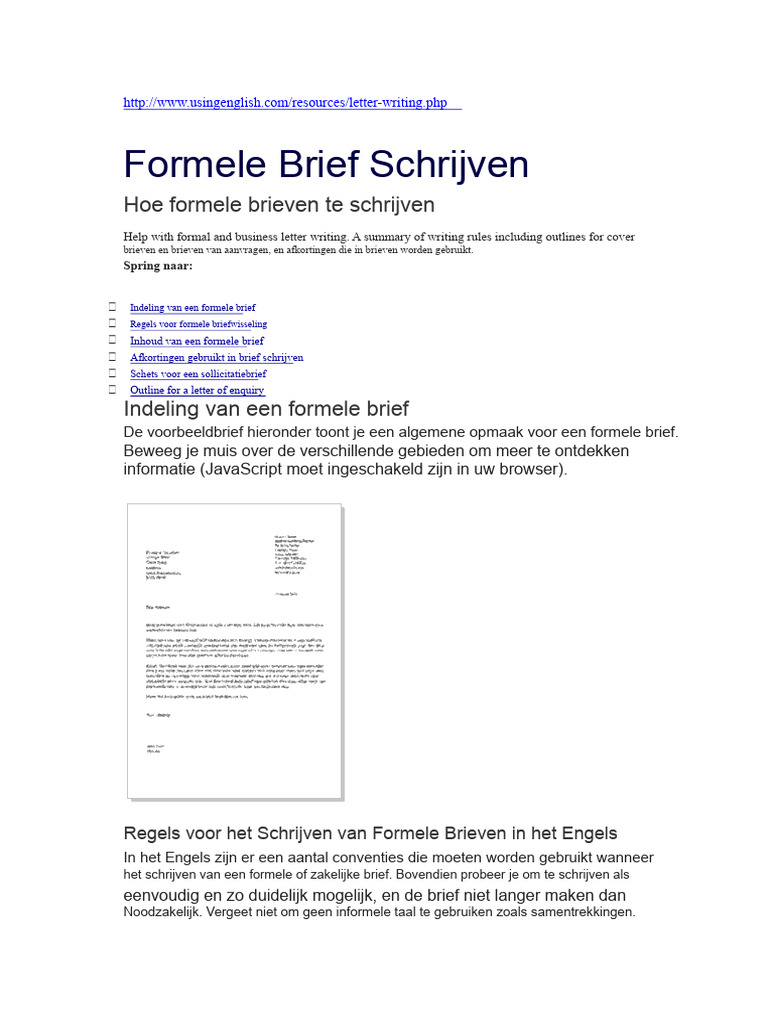 Formele Brief Schrijven | PDF