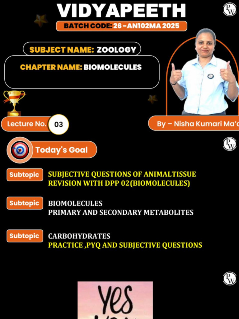 Biomolecules - 03 - Class Notes - 26-AN102MA 2025 | PDF