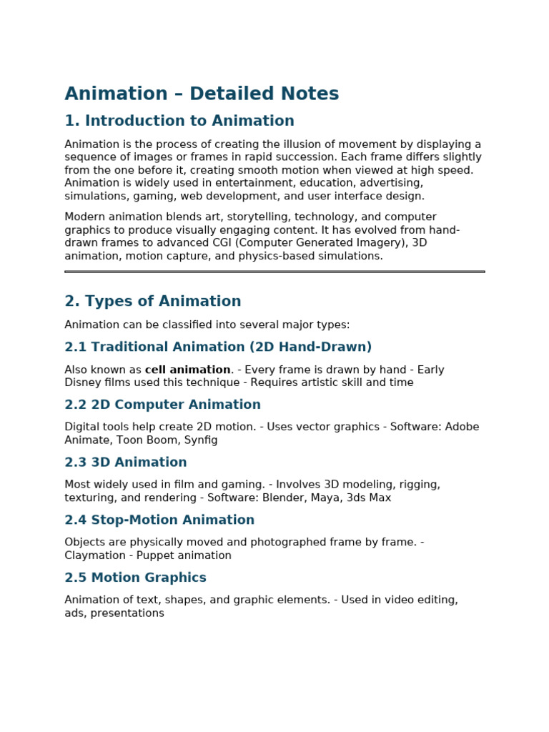 Comprehensive Guide to Animation Techniques | PDF | Animation ...