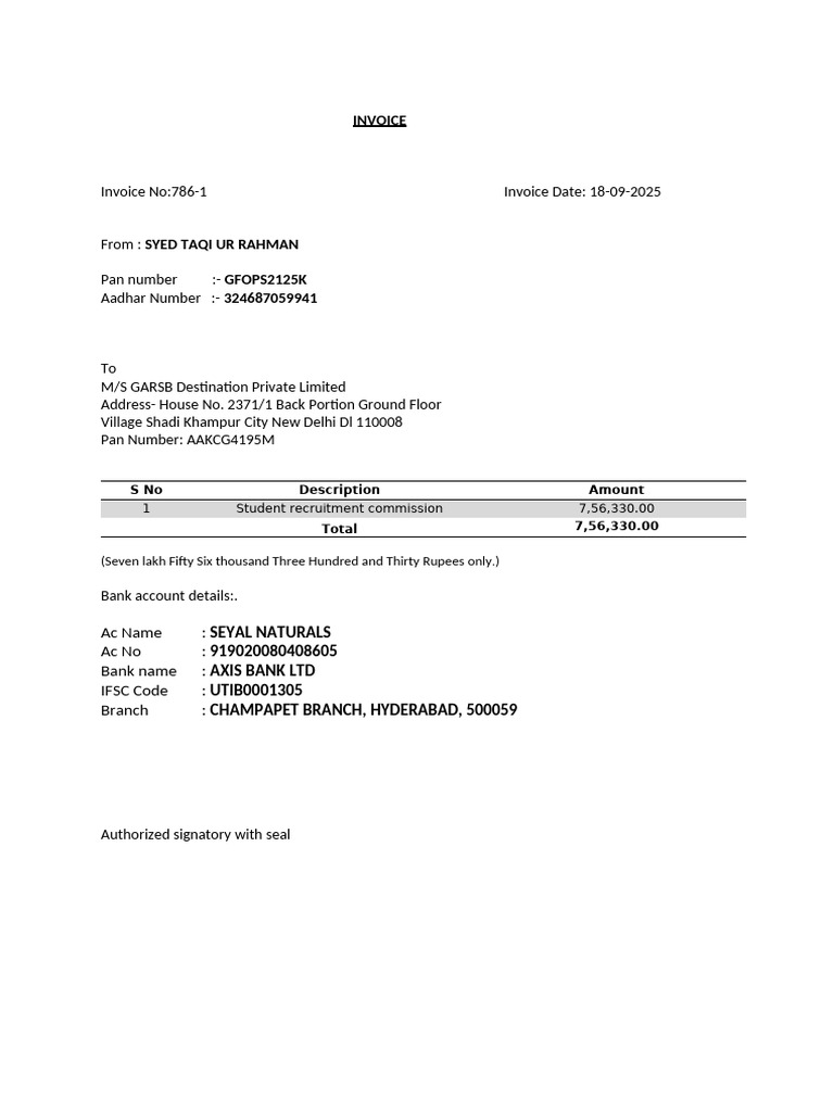 Invoice Format - UK - HYD | PDF