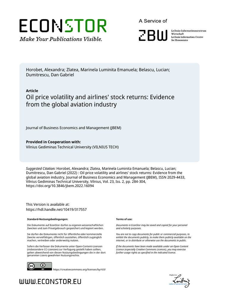 Oil Price Impact on Airline Stocks | PDF | Price Of Oil | West Texas ...