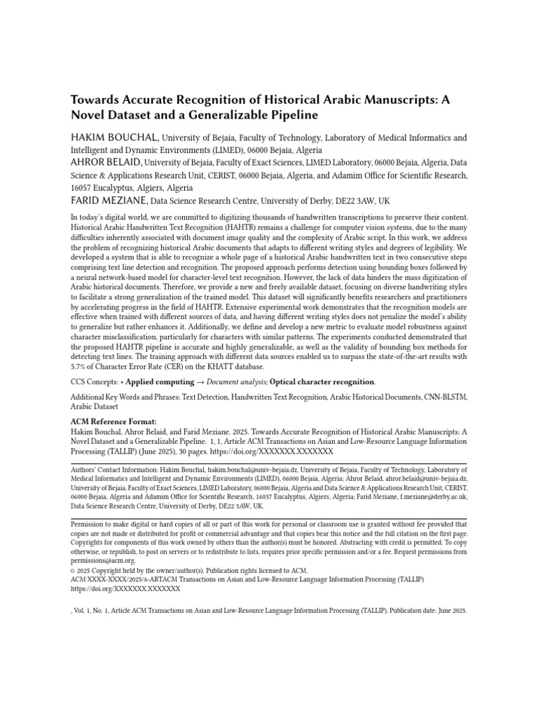 Historical Arabic Manuscript Recognition System | PDF | Image ...