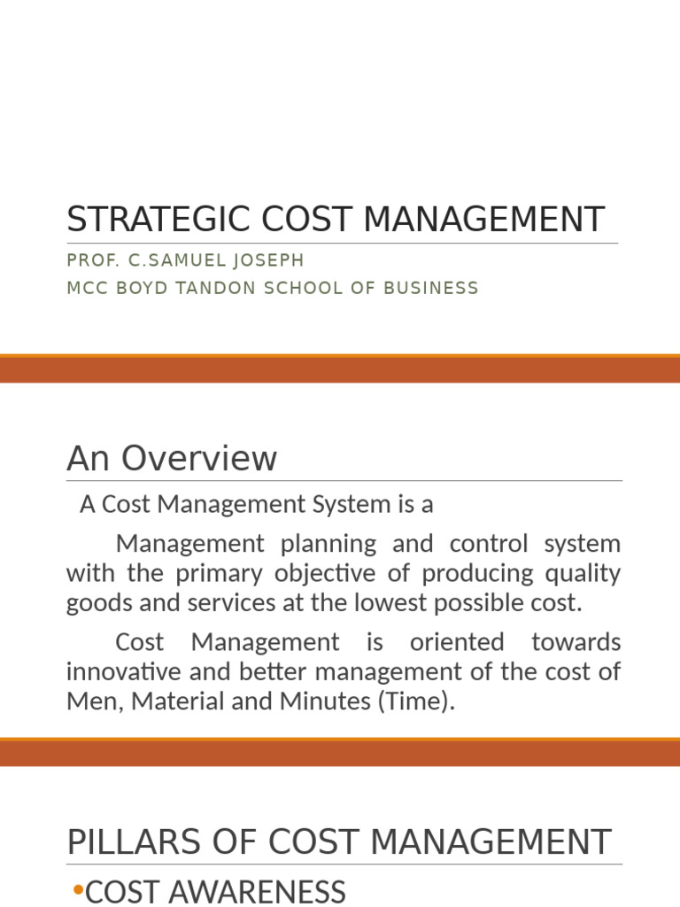 Strategic Cost Management Overview | PDF | Inventory | Brand