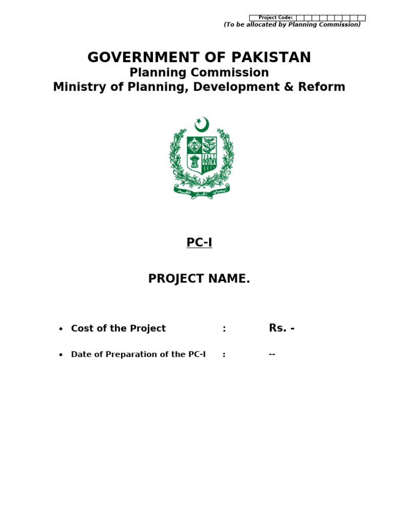 Pakistan Infrastructure Project PC-I Template | PDF | Cost–Benefit ...