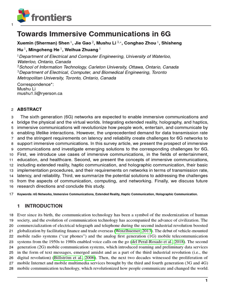 Towards Immersive Communication in 6G | PDF | Virtual Reality ...